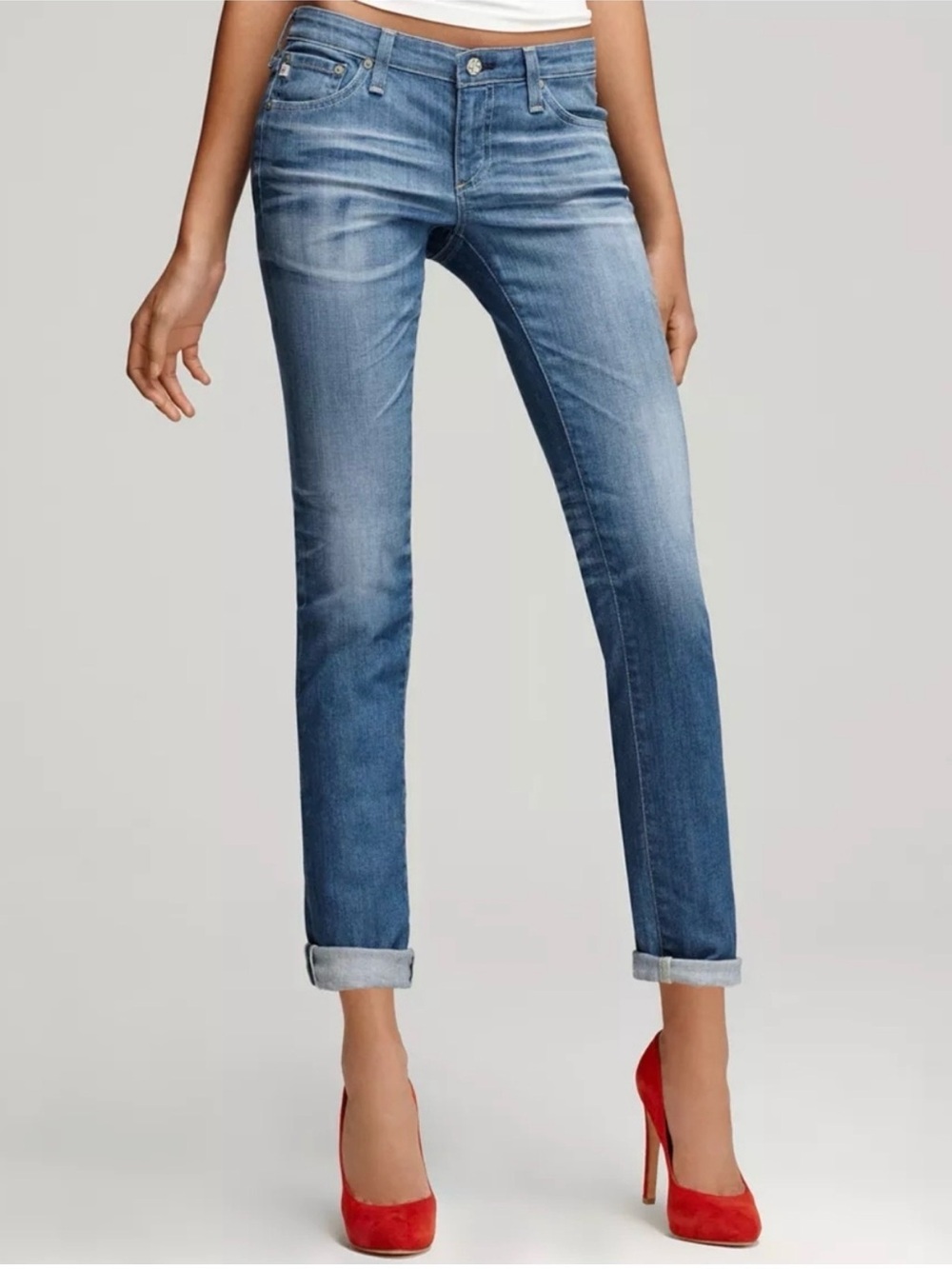 Ag Adriano Goldschmied Stilt Rollup Jeans in Medium Blue Wash